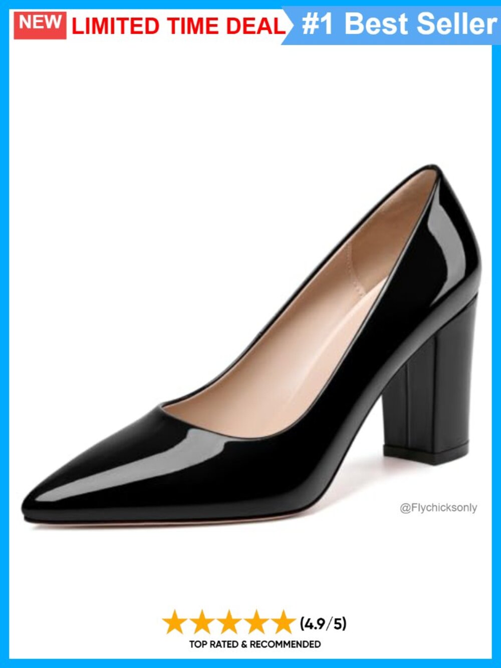 Pointed Toe Chunky Block Heel Pumps Slip On Classic High Heels
